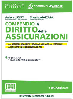 COMPENDIO DI DIRITTO DELLE ASSICURAZIONI II EDIZIONE 2020