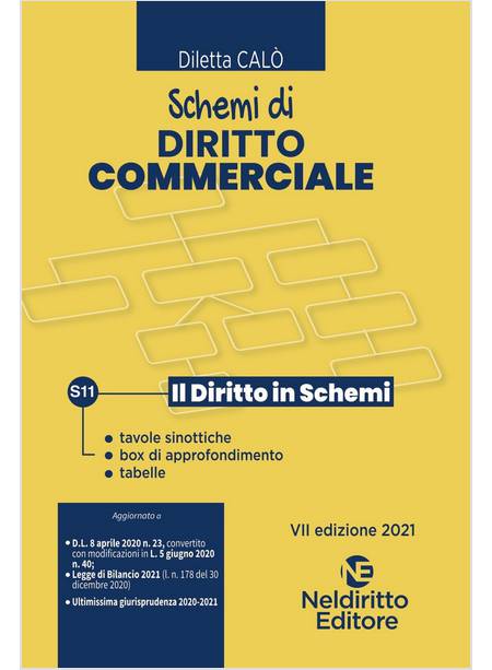 SCHEMI DI DIRITTO COMMERCIALE VII ED. AGG. AL D.L. 8/4/2020 LEGGE BILANCIO 2021