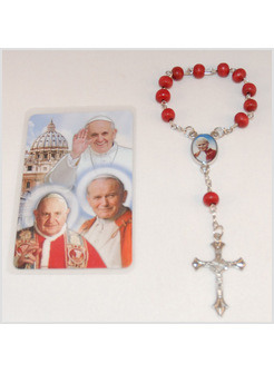 CARD PAPA FRANCESCO E PAPI SANTI CON DECINA PETALO DI ROSA