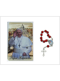 CARD PAPA FRANCESCO SFONDO SAN PIETRO CON DECINA PETALO DI ROSA