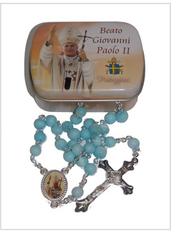 SCATOLA METALLO PORTAROSARIO BEATO GIOVANNI PAOLO II