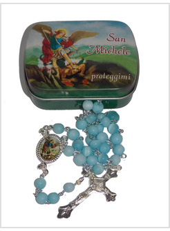 SCATOLA METALLO PORTAROSARIO SAN MICHELE PROTEGGIMI