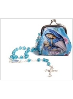 BORSELLINO CM 6,5 X 6,5 MADONNA CON BAMBINO CON ROSARIO