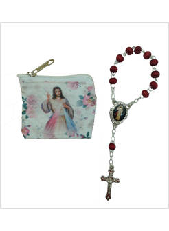 BORSELLINO GESU' MISERICORDIOSO CON DECINA PETALO DI ROSA