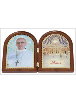 DITTICO QUADRETTO LIBRETTO BIZANTINO CM 7 X 11 PAPA FRANCESCO / SAN PIETRO