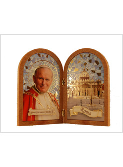 DITTICO SANTO GIOVANNI PAOLO II  VEDUTA SAN PIETRO CM 9,5 STAMPA ORO A CALDO