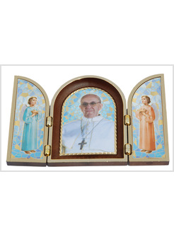 TRITTICO BIZANTINO CM 8 X 12 PAPA FRANCESCO CON ANGELI