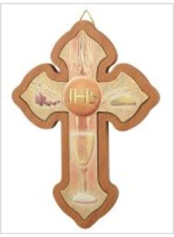 CROCE PRIMA COMUNIONE CON SIMBOLI EUCARISTIA