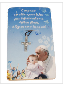 CONFEZIONE CARTONCINO + CROCE PAPA FRANCESCO CM 2