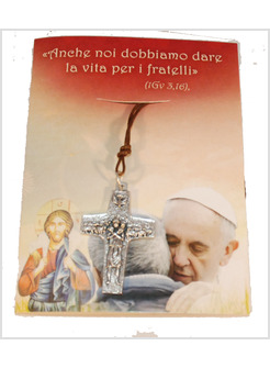 CONFEZIONE CARTONCINO CON CROCE PAPA FRANCESCO CM 4