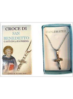 CONFEZIONE A CASSETTO CON CATENINA E CROCE DI SAN BENEDETTO CM 3