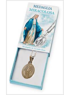 CONFEZIONE A CASSETTO CON MEDAGLIA IN ACCIAIO MADONNA MIRACOLOSA CM 1,5