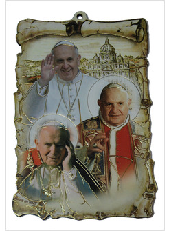 TAVOLETTA IN LEGNO A FORMA DI PERGAMENA 3 PAPI CM 15X10