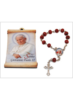 PERGAMENA IN LEGNO CM 5 X 8 SANTO GIOVANNI PAOLO II CON DECINA PROFUMO