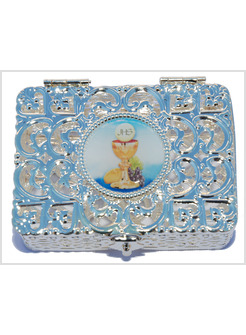 SCATOLA PORTAROSARIO IN FILIGRANA ARGENTATA