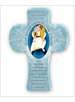 CROCE IN POLIMERO EFFETTO LUCIDO CM 8 X 14 GIUBILEO DELLA MISERICORDIA 