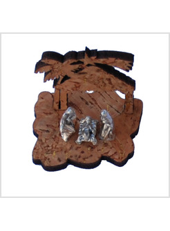 PRESEPE IN SUGHERO TRAFORATO CM 4,5 X 3,5 MODELLO PALMA CON COMETA