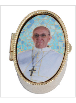 PORTAROSARIO OVALE CM 4,5 PAPA FRANCESCO