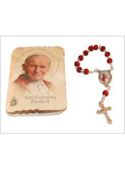 PORTA DECINA IN CARTA SAN GIOVANNI PAOLO II CON DECINA PROFUMO PETALO DI ROSA