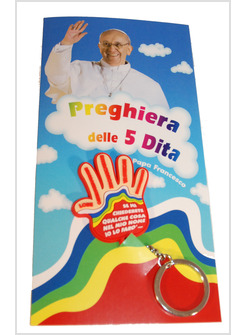 CONFEZIONE CON PORTACHIAVE E PREGHIERA DELLE 5 DITA DI PAPA FRANCESCO