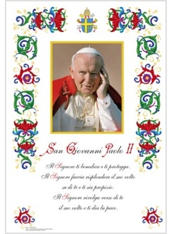 BENEDIZIONE SANTO GIOVANNI PAOLO II SU CARTA PERGAMENA CM 20 X 28,5