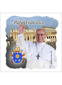 MAGNETICO IN RESINA PAPA FRANCESCO CM 5 X 5 SFONDO SAN PIETRO LATERALE