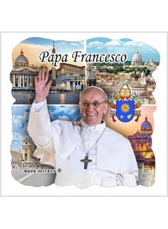 MAGNETICO IN RESINA PAPA FRANCESCO CM 5 X 5 4 VEDUTE E STEMMA