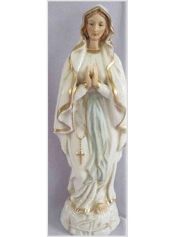 STATUA MADONNA LOURDES PORCELLANA CM 12