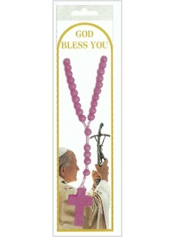 CORONA ROSARIO ROSA CON IMMAGINE GIOVANNI PAOLO II SEGNALIBRO