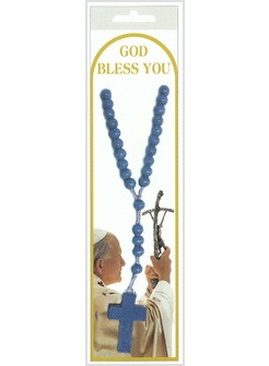 CORONA ROSARIO BLUE CON IMMAGINE GIOVANNI PAOLO II SEGNALIBRO