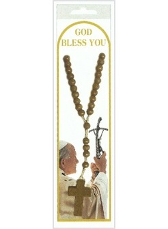 CORONA ROSARIO MARRONE CON IMMAGINE GIOVANNI PAOLO II SEGNALIBRO