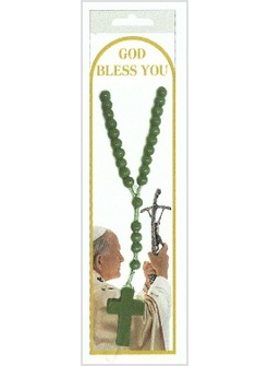 CORONA ROSARIO VERDE CON IMMAGINE GIOVANNI PAOLO II SEGNALIBRO