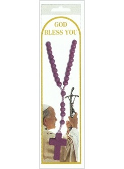 CORONA ROSARIO VIOLA CON IMMAGINE GIOVANNI PAOLO II SEGNALIBRO