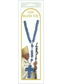 CORONA ROSARIO BLUE CON IMMAGINE PAPA BENEDETTO XVI SEGNALIBRO