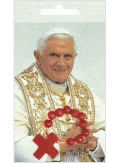 DECINA LEGNO ROSSA CON IMMAGINE PAPA BENEDETTO XVI