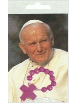 DECINA LEGNO ROSA CON IMMAGINE PAPA GIOVANNI PAOLO II