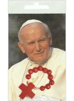 DECINA LEGNO ROSSA CON IMMAGINE PAPA GIOVANNI PAOLO II