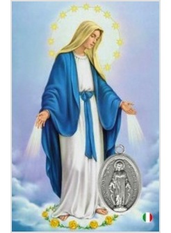 CARD CM 5,5 X 8,5 MADONNA MIRACOLOSA CON MEDAGLIETTA
