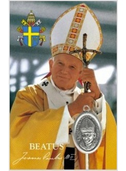 CARD CM 5,5 X 8,5 GIOVANNI PAOLO II BEATO VESTE GIALLA CON MEDAGLIETTA
