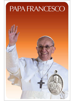 CARD CM 5,5 X 8,5 MULTILINGUA PAPA FRANCESCO CON MEDAGLIETTA