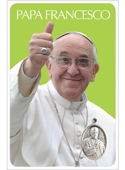 CARD CM 5,5 X 8,5 MULTILINGUA PAPA FRANCESCO SFONDO VERDE