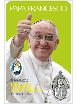 CARD CM 5,5 X 8,5 MULTILINGUA PAPA FRANCESCO GIUBILEO CON MEDAGLIETTA