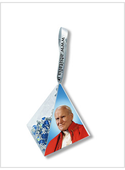 PIRAMIDE PAPA GIOVANNI PAOLO II CON CORONA CRISTALLO AZZURRA DA APPENDERE
