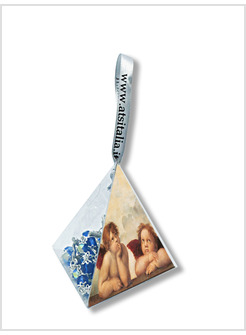 PIRAMIDE ANGELI CON CORONA CRISTALLO AZZURRA DA APPENDERE