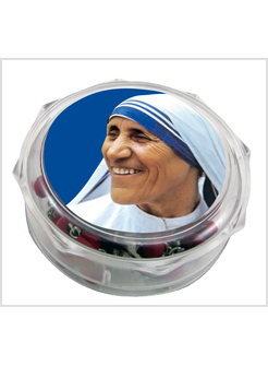 ROSARIO PETALO DI ROSA SANTA MADRE TERESA DI CALCUTTA SFONDO BLU SCURO