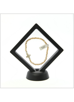 BRACCIALE CRISTALLO AMBRA CON CROCE IN MADREPERLA IN SCATOLA CON CORNICE