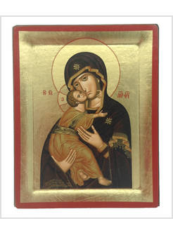 ICONA MADONNA DELLA TENEREZZA MANTO MARRONE CM 15 X 19