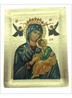 ICONA MADONNA DEL PERPETUO SOCCORSO MANTO AZZURRO CM 10 X 13