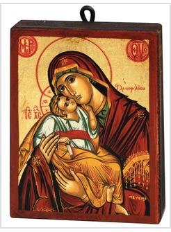 ICONA MADONNA DOLCE AMORE MANTO ROSSO 9,5 X 12 CM