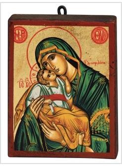 ICONA MADONNA DOLCE AMORE MANTO VERDE 9,5 X 12 CM